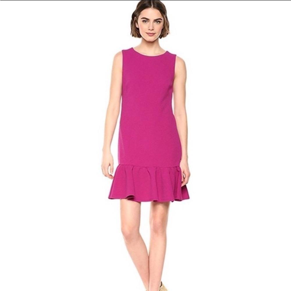 Betsey Johnson Hot Pink Magenta Ruffle Hem Sleeveless Dress Sz 10